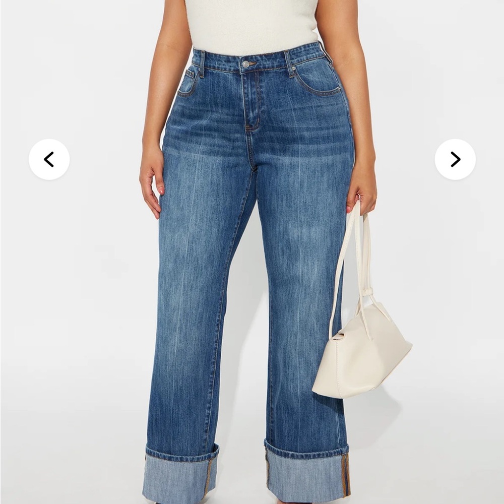 Fashion Nova Mid-Rise Wide-Leg Blue Jeans